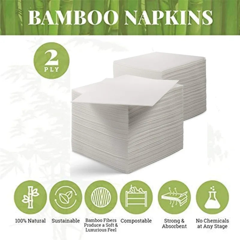 Bamboo Eco-Friendly Dinner Napkins 100% Compostable Soft Absorbent