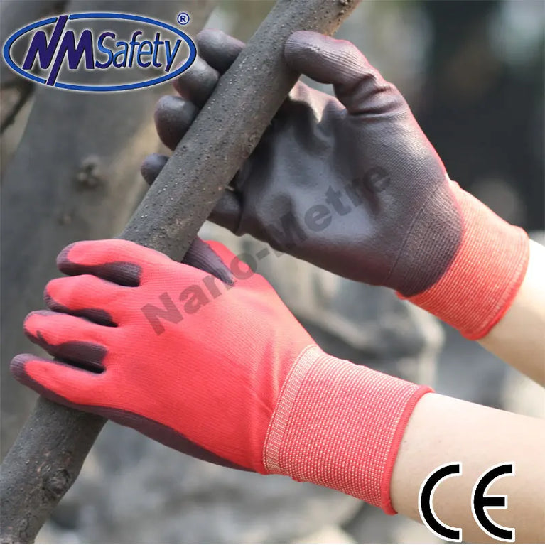 PU Coated Nylon Gardening Gloves Breathable Safety Work Gloves