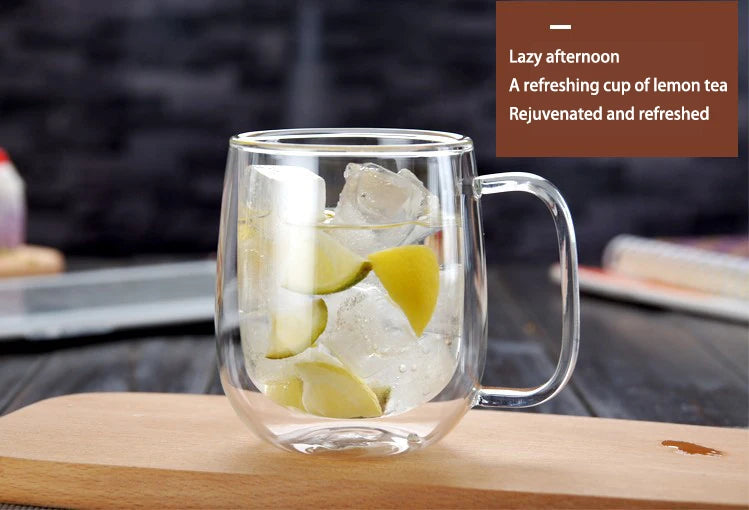 Double-Wall Borosilicate Glass Cup | Heat-Resistant Insulated Drinkware