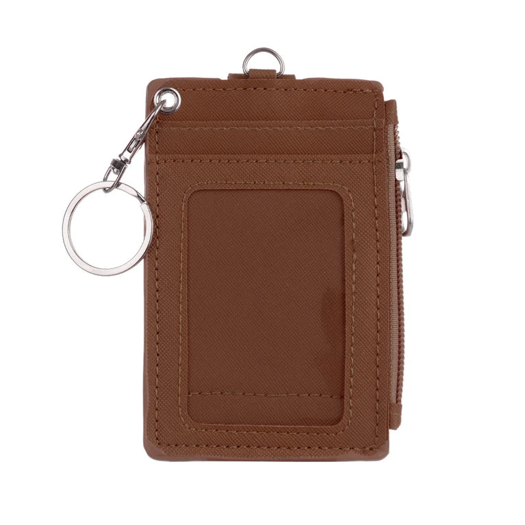 Fashion PU Leather Card Holder | Compact Coin Purse & ID Wallet with Keychain
