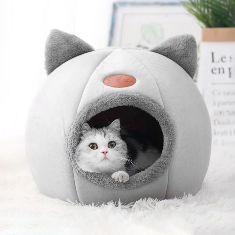 Deep Sleep Winter Cat Bed House Detachable Cozy Cave Nest