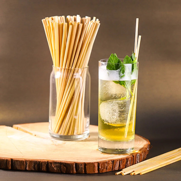 100PCS Disposable Wheat Straw Eco-Friendly Natural Drinking Straws