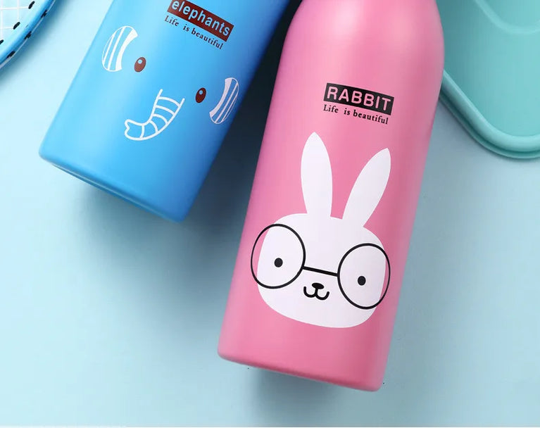 Kids Stainless Steel Straw Water Bottle Cartoon Portable Bottle