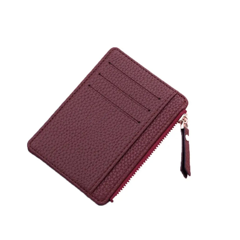 Fashion PU Leather Card Holder | Compact Coin Purse & ID Wallet with Keychain