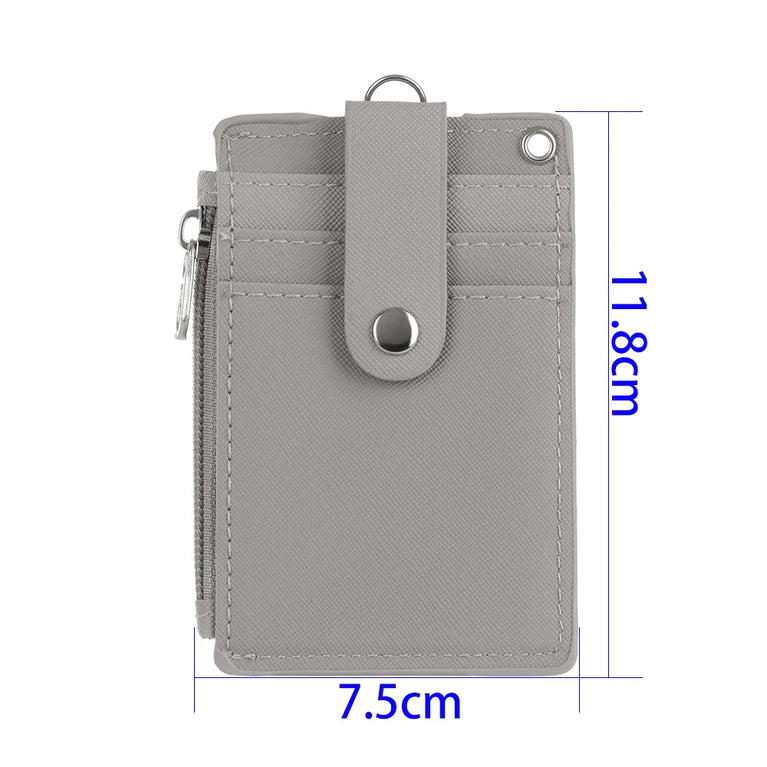 Fashion PU Leather Card Holder | Compact Coin Purse & ID Wallet with Keychain