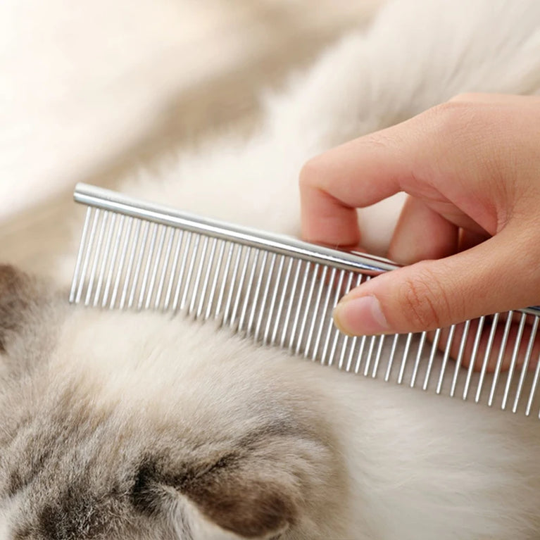 Stainless Steel Dog Comb Long Thick Hair Fur Removal Grooming Dematting Tool