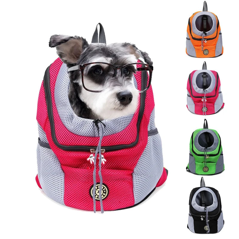 Outdoor Pet Dog Carrier Backpack Front Bag Mesh Double Shoulder Travel Bag