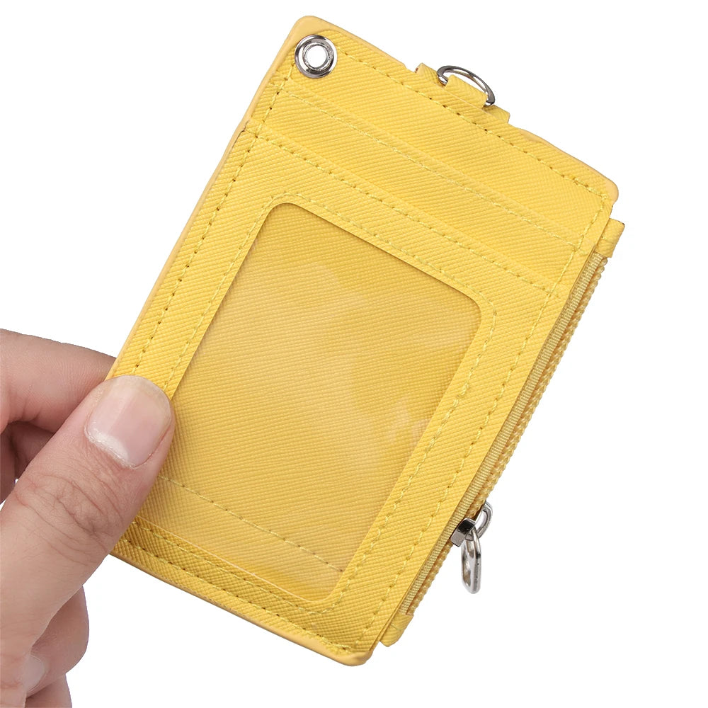 Fashion PU Leather Card Holder | Compact Coin Purse & ID Wallet with Keychain