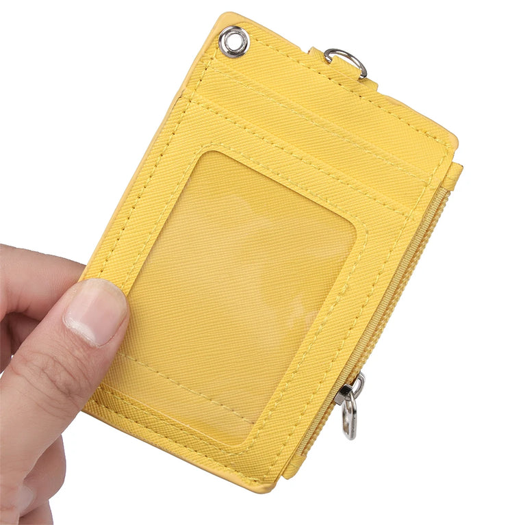 Fashion PU Leather Card Holder | Compact Coin Purse & ID Wallet with Keychain