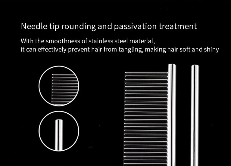Stainless Steel Dog Comb Long Thick Hair Fur Removal Grooming Dematting Tool