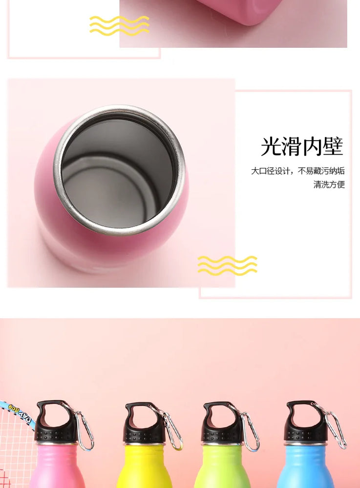 Kids Stainless Steel Straw Water Bottle Cartoon Portable Bottle