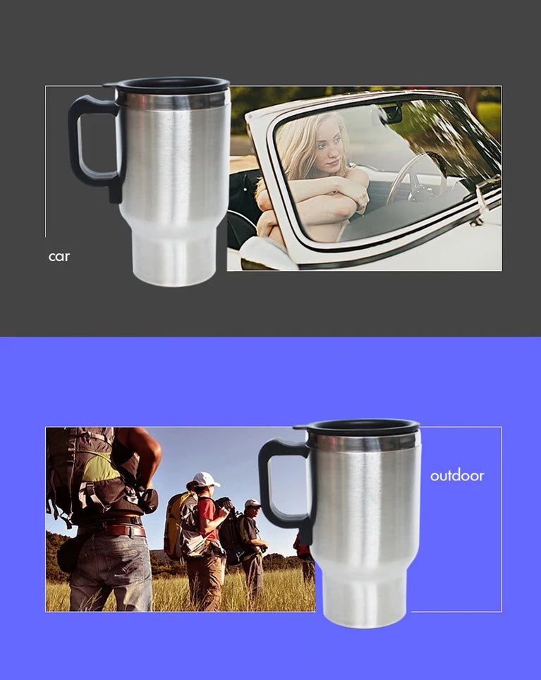 500ml Heated Stainless Steel Travel Mug Electric Car Heating Thermos Cup