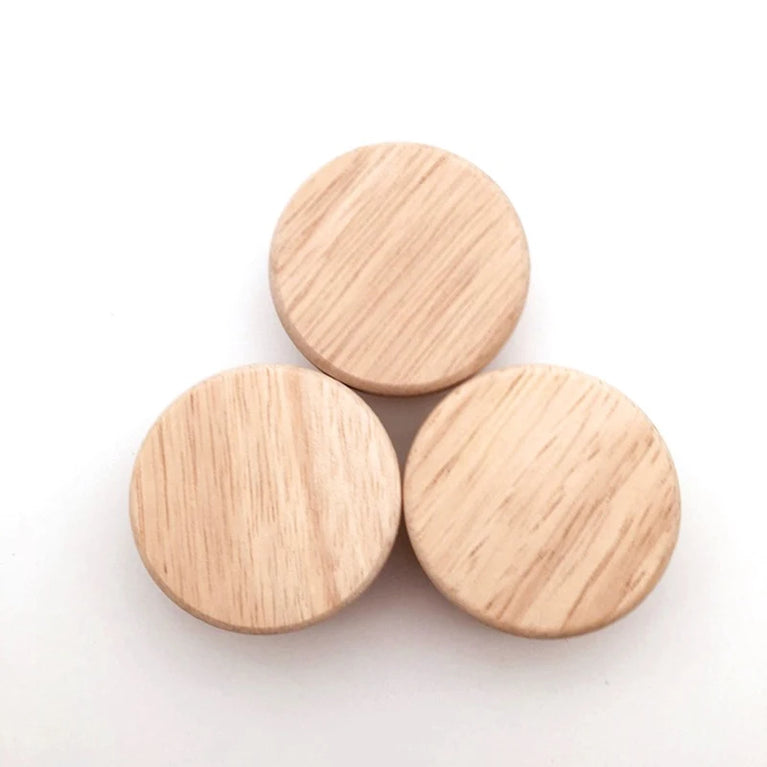 Natural Oak Round Furniture Knobs | Modern Wooden Handles for Cabinets & Drawers