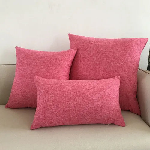 Linen-Blend Decorative Cushion Cover | Solid Color Sofa & Chair Pillow Case