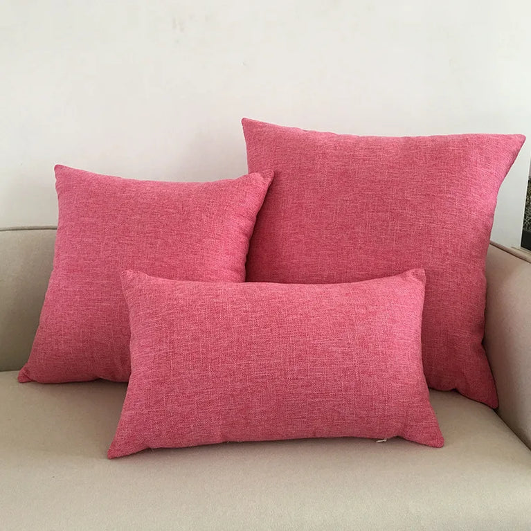 Linen-Blend Decorative Cushion Cover | Solid Color Sofa & Chair Pillow Case