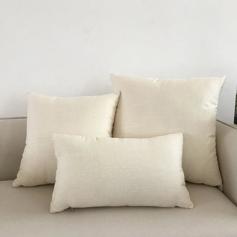 Linen-Blend Decorative Cushion Cover | Solid Color Sofa & Chair Pillow Case