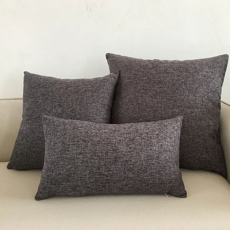 Linen-Blend Decorative Cushion Cover | Solid Color Sofa & Chair Pillow Case