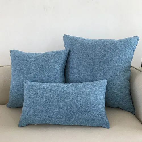 Linen-Blend Decorative Cushion Cover | Solid Color Sofa & Chair Pillow Case