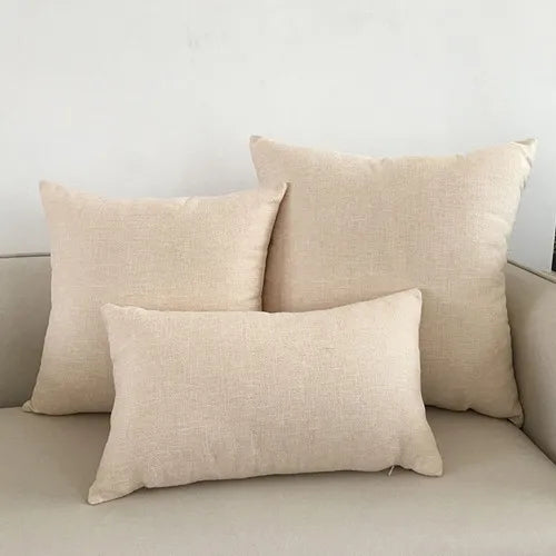 Linen-Blend Decorative Cushion Cover | Solid Color Sofa & Chair Pillow Case