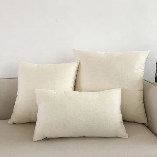 Linen-Blend Decorative Cushion Cover | Solid Color Sofa & Chair Pillow Case