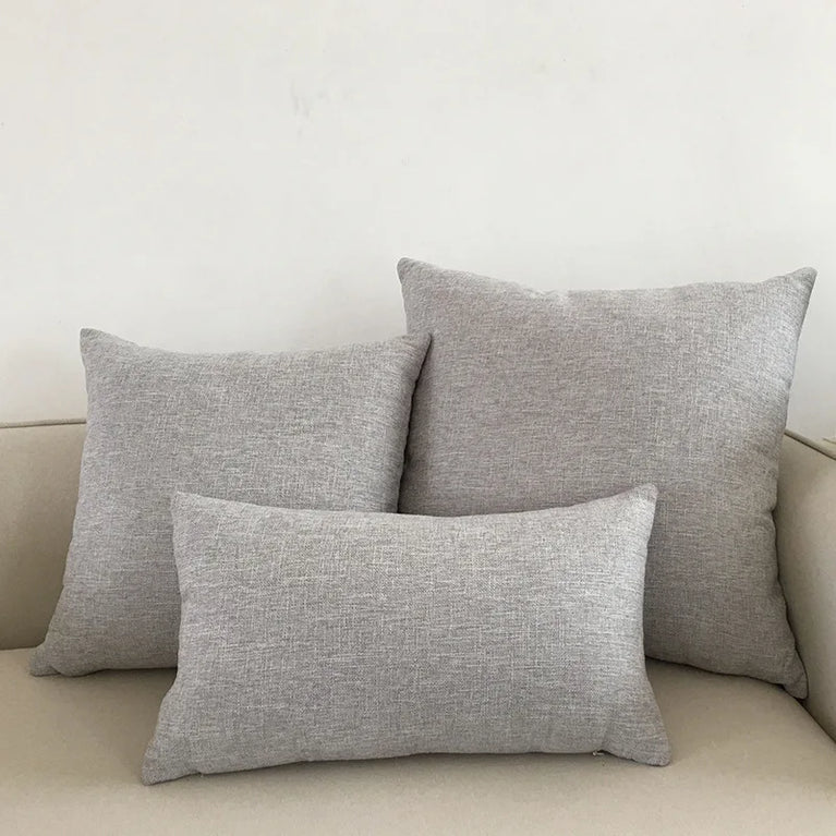 Linen-Blend Decorative Cushion Cover | Solid Color Sofa & Chair Pillow Case