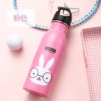 Kids Stainless Steel Straw Water Bottle Cartoon Portable Bottle
