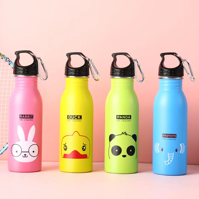 Kids Stainless Steel Straw Water Bottle Cartoon Portable Bottle