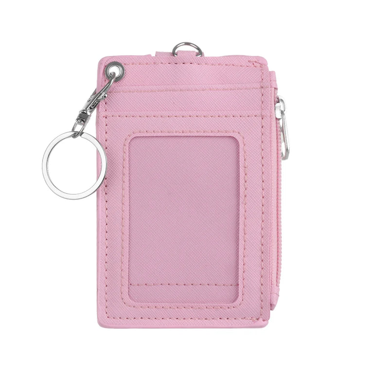 Fashion PU Leather Card Holder | Compact Coin Purse & ID Wallet with Keychain