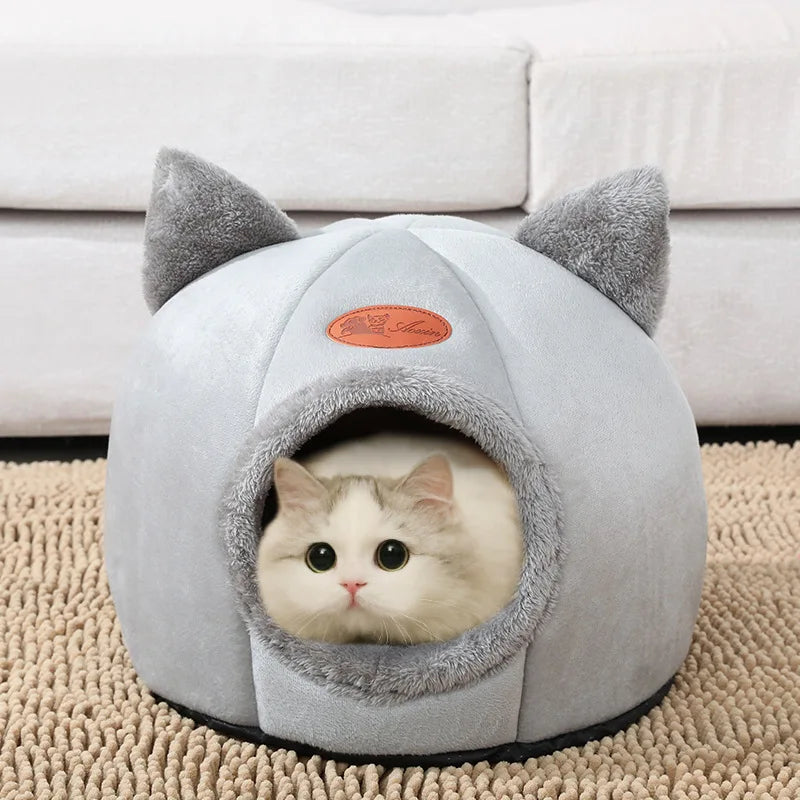 Deep Sleep Winter Cat Bed House Detachable Cozy Cave Nest