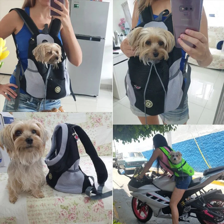 Outdoor Pet Dog Carrier Backpack Front Bag Mesh Double Shoulder Travel Bag