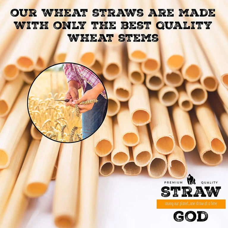 100PCS Disposable Wheat Straw Eco-Friendly Natural Drinking Straws