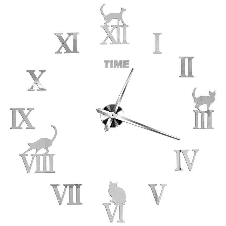 3D DIY Large Wall Clock | Modern Acrylic Mirror Surface Home Décor