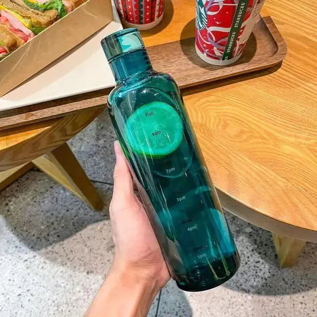 500/750ml PC Plastic Time Marker Water Bottle Leakproof Gym Sport Large Capacity Drink Bottle with Lid
