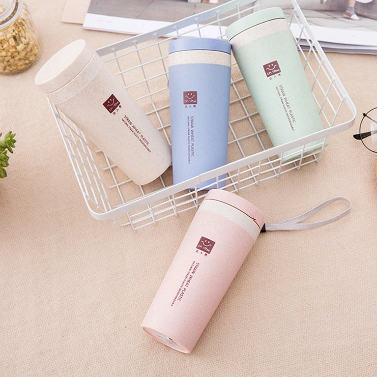 Portable 300ml Wheat Fiber Double Layer Thermal Travel Mug Eco Friendly Water Cup