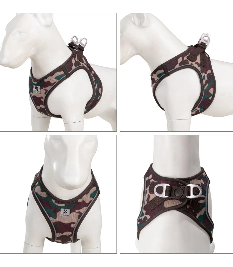 Adjustable Reflective Dog Harness Leash Set Step-In Soft Air Mesh Vest