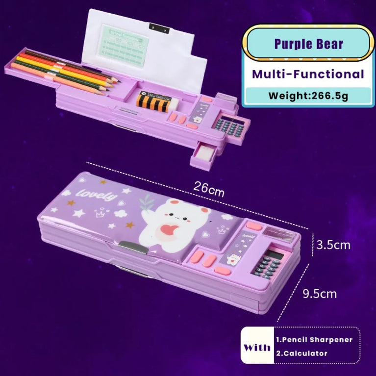 Multifunctional Pencil Case | Integrated Calculator & Sharpener Stationery Box