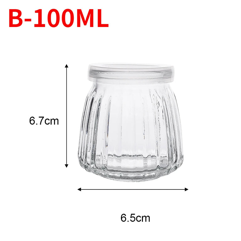 Glass Baking Bottles with Lid Yogurt Pudding Mini Food Storage Jar Container