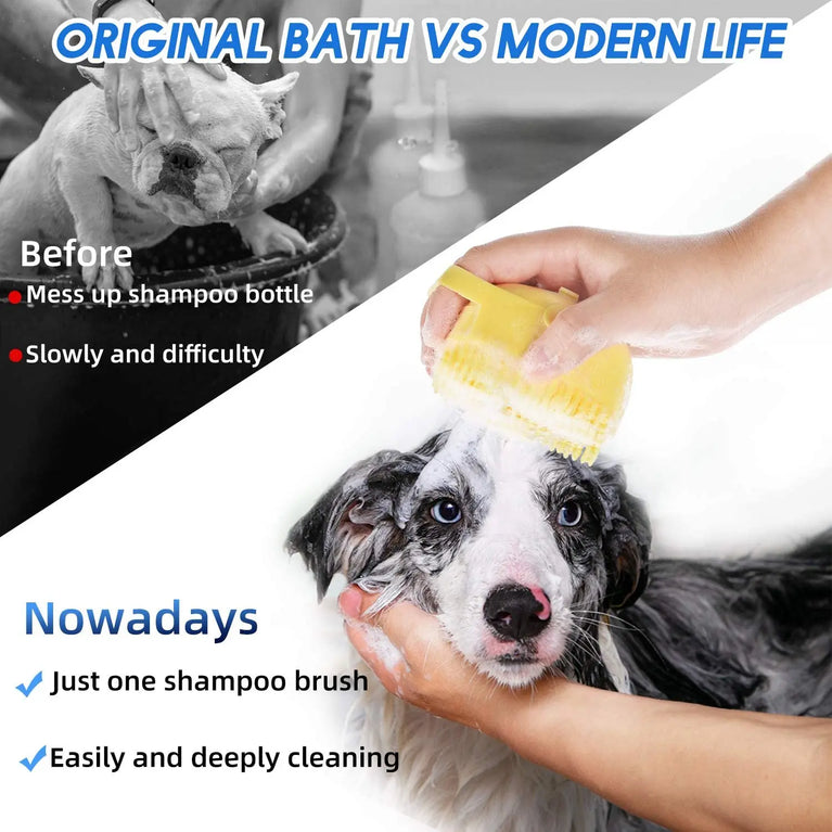 Pet Dog Shampoo Brush Silicone Massage Grooming Scrubber Bath Tool