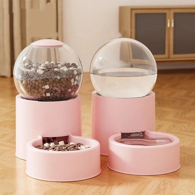 Large Capacity Automatic Pet Feeder Neck Protection Leakproof Water Dispenser Visual Window Cat Bowl