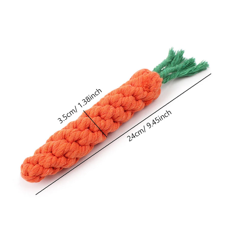 Carrot Rope Dog Chew Toy Bite Resistant Teeth Cleaning Fun