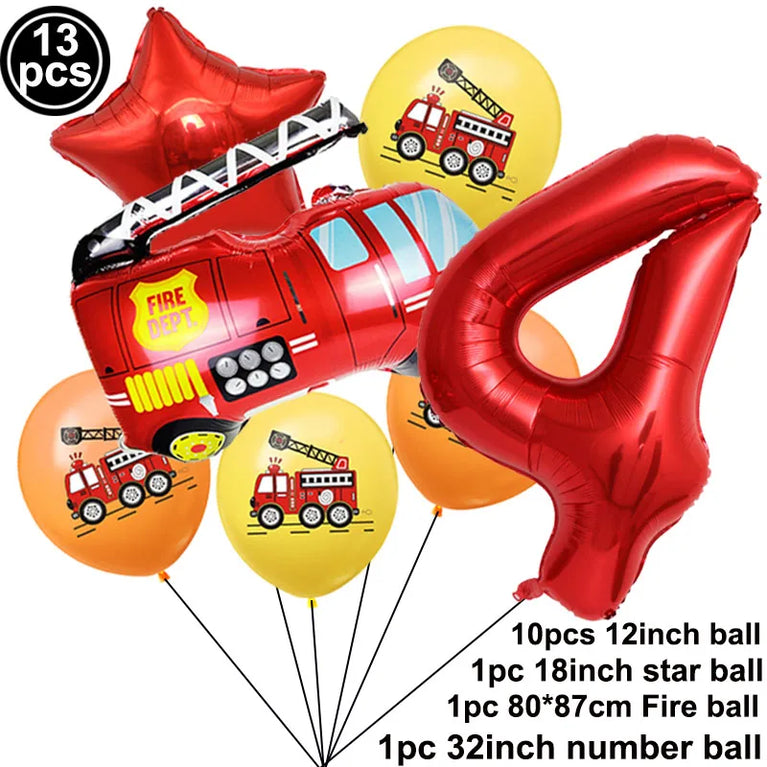 Firetruck Birthday Party Supplies Fire Theme Paper Plates Cups Napkins Set