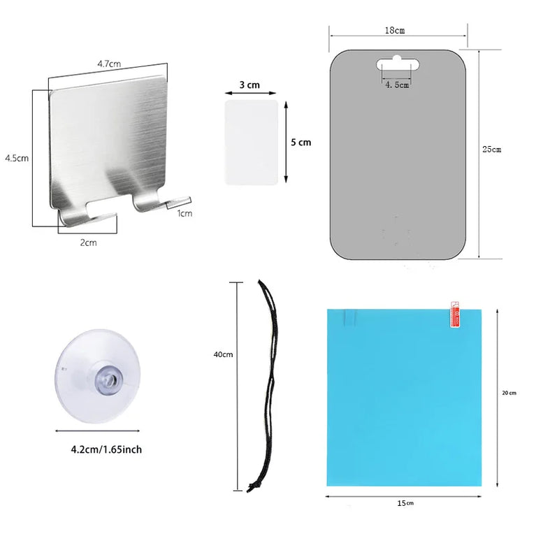Fogless Acrylic Shower Mirror | Portable Anti-Fog Shaving Mirror with Non-Slip Stand
