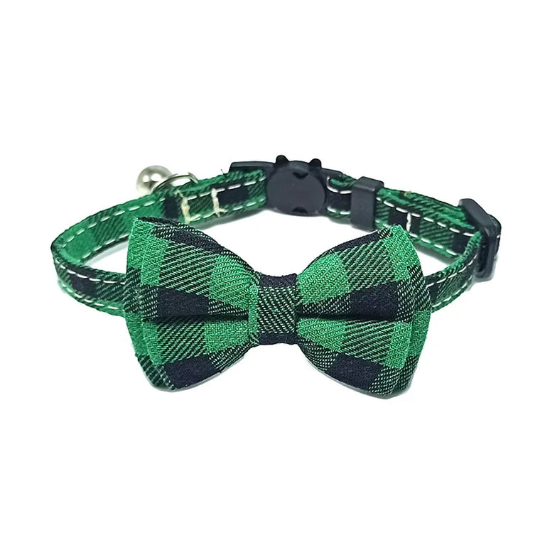 Pet Breakaway Cat Collar Bow Tie Bell Cute Plaid Adjustable