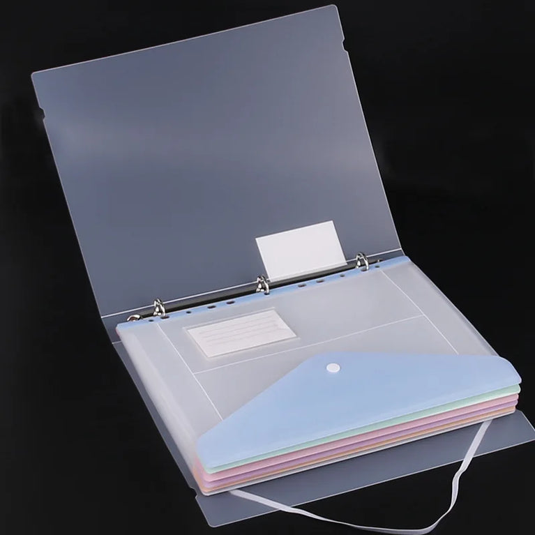 A4 Loose-Leaf Plastic Document Bag | 11-Hole Binder Compatible Envelopes