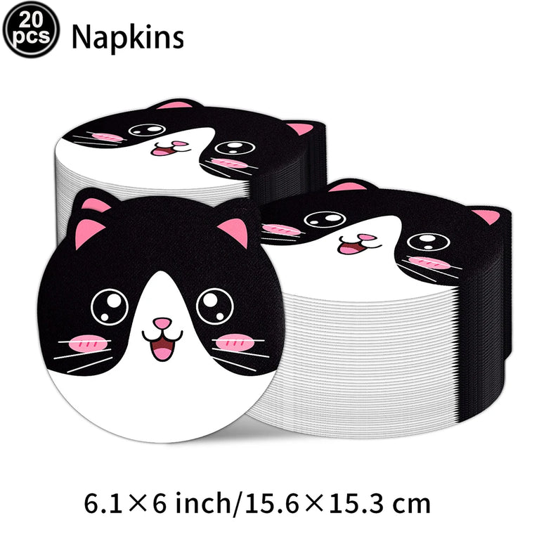 Cute Animals Tableware Cat Shaped Dinner Plates Disposable Party Set