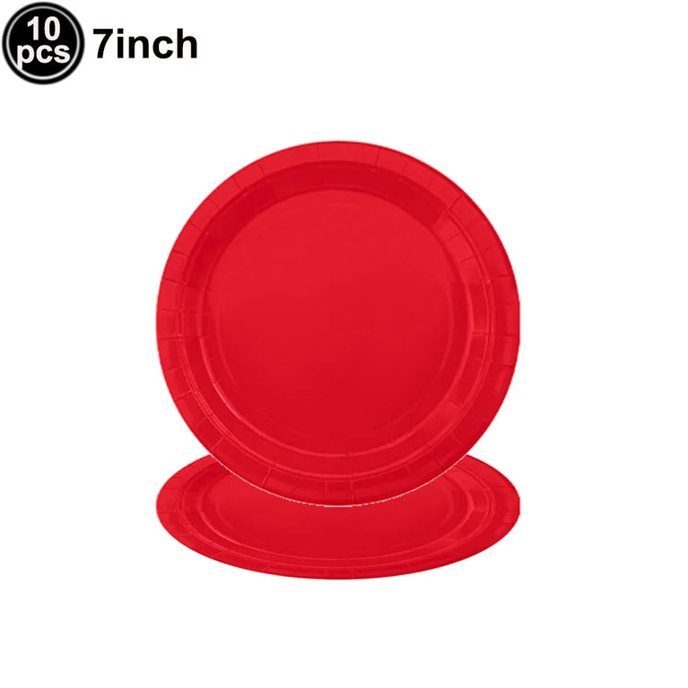 Solid Red and Dark Blue Theme Birthday Party Disposable Tableware Set