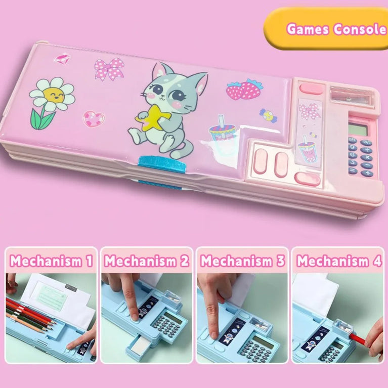 Multifunctional Pencil Case | Integrated Calculator & Sharpener Stationery Box