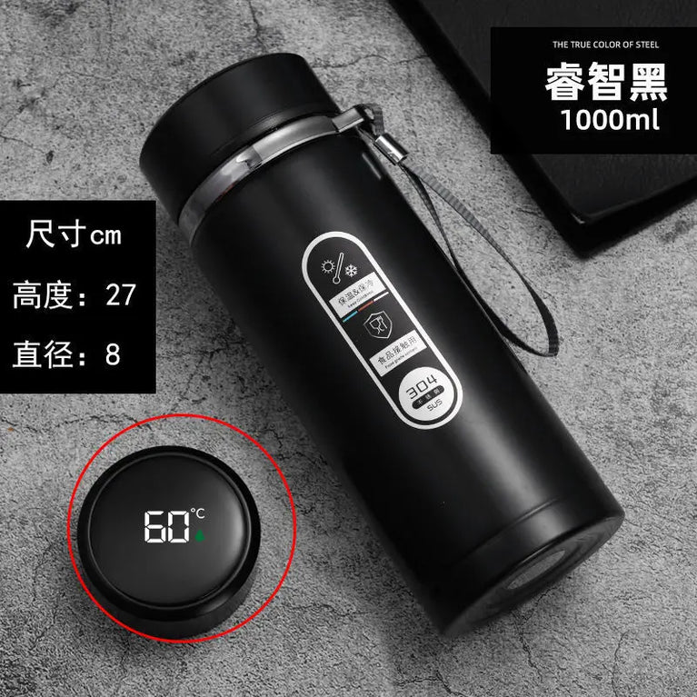 800–1000ml Smart Lid Stainless Steel Vacuum Insulated Water Thermos Mug