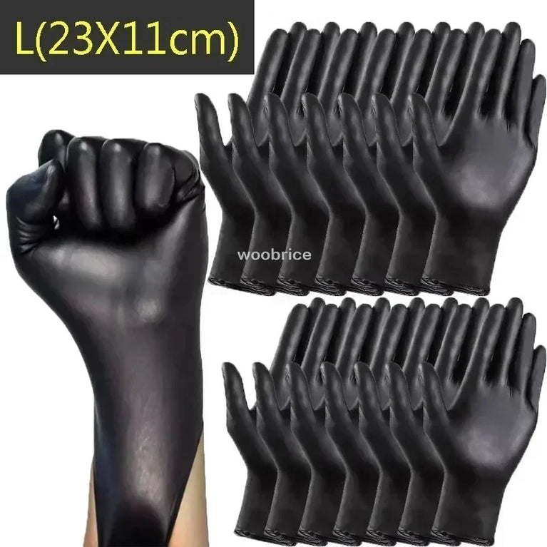Disposable Black Nitrile Gloves Latex Free Waterproof Kitchen Gloves 100PCS