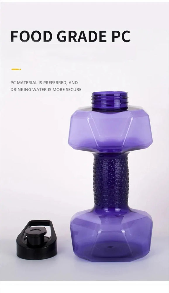 1500ML Dumbbell Shaped Gym Waterbottle Portable Fitness Drinking Bottle